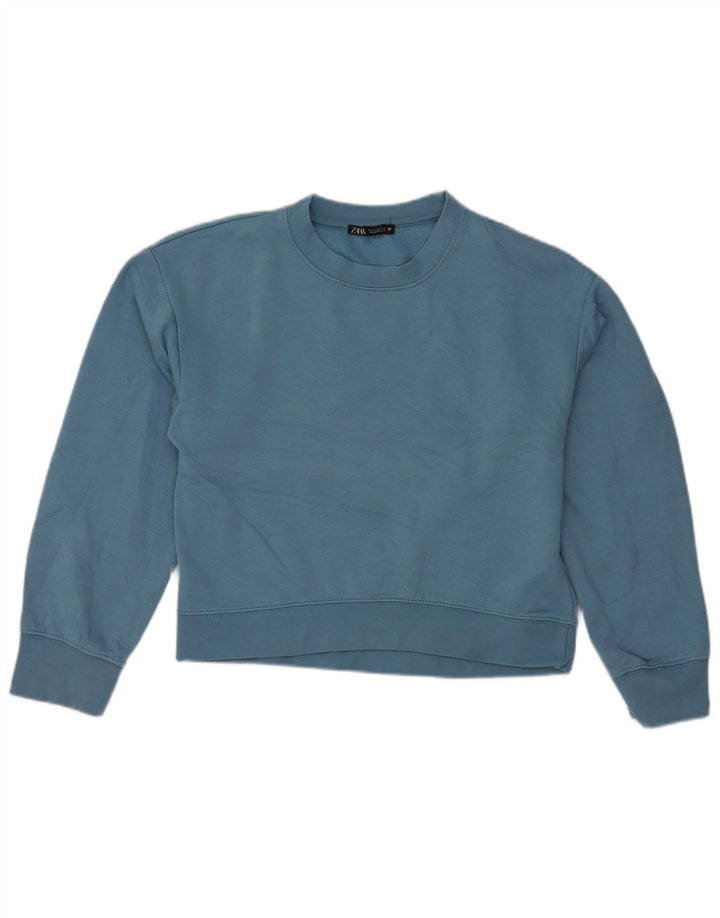 Zara Mujer Crop Sudadera Jumper UK 10 Small Azul Poliéster