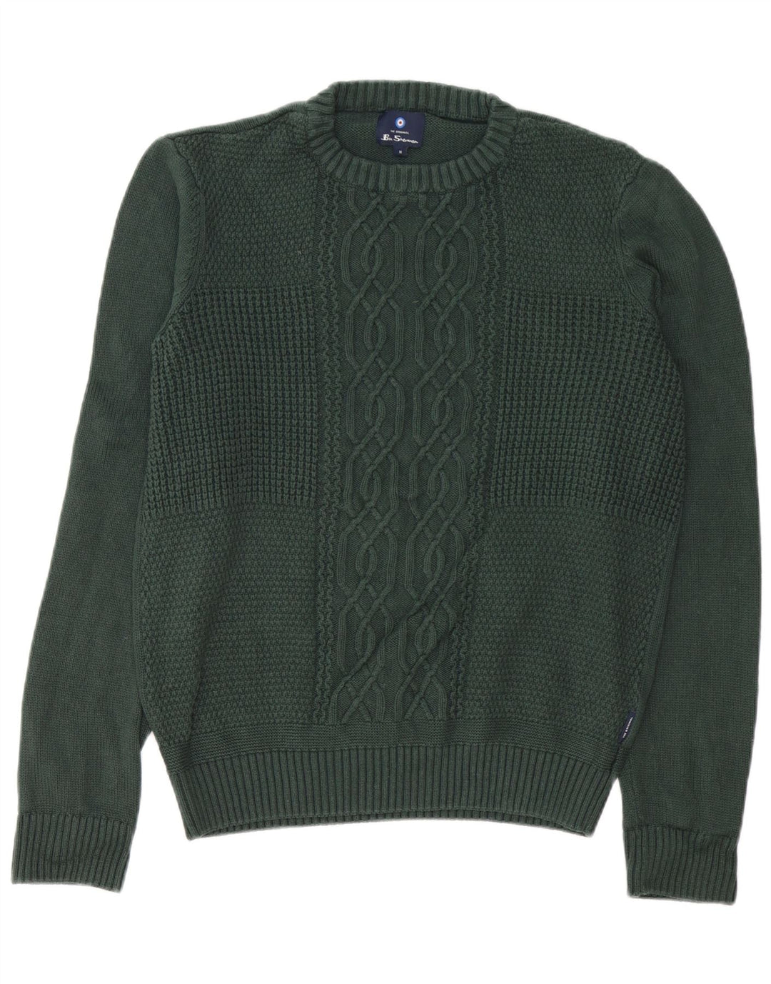 Ben Sherman Jersey de cuello redondo para hombre de algodón verde medio