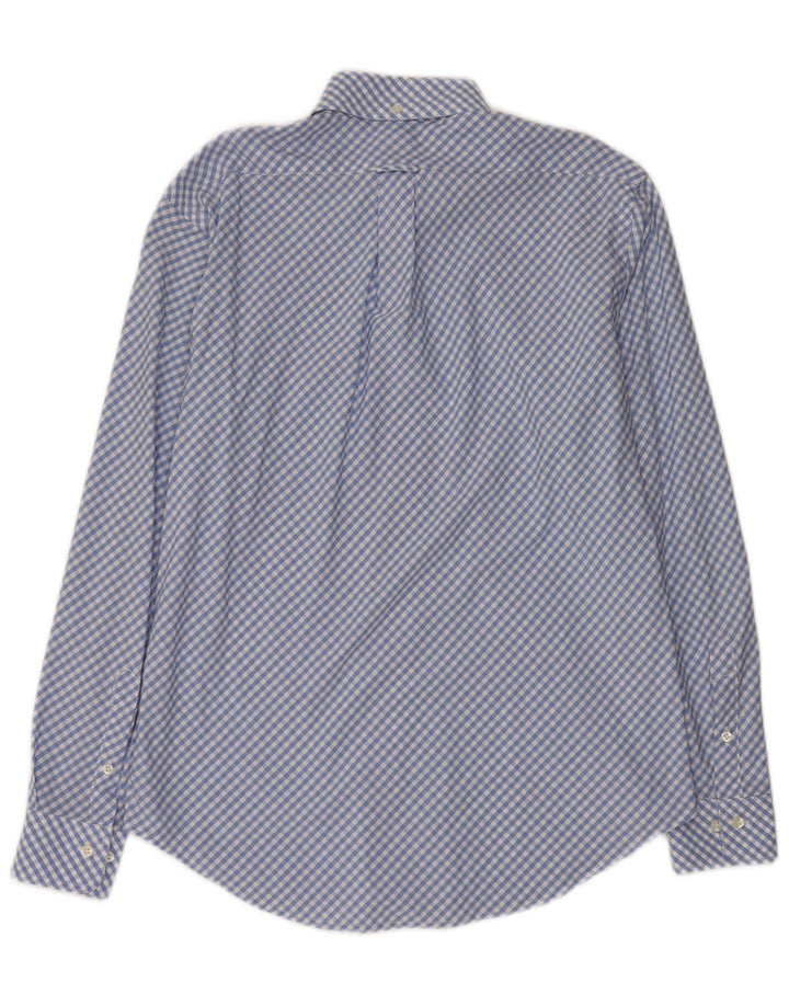 HENRY COTTONS Camisa para hombre Talla 40 Algodón a cuadros azul medio