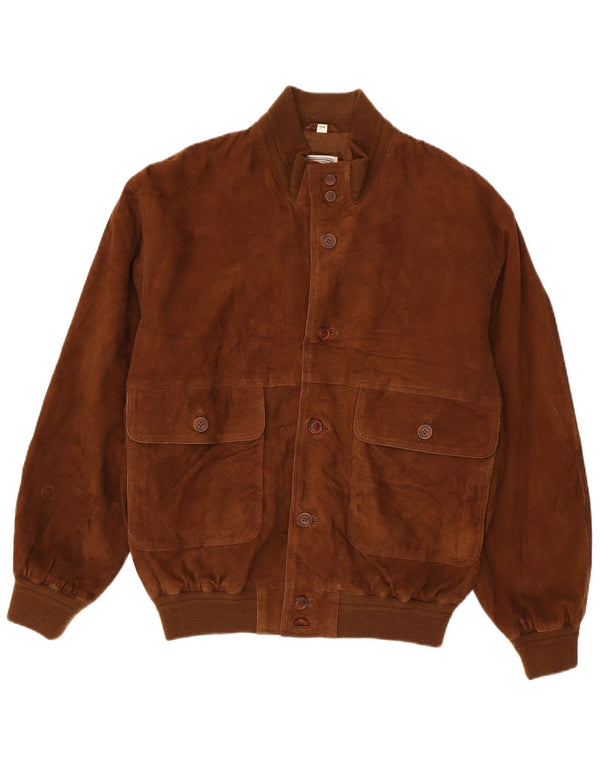 Vintage hombres ante bomber chaqueta IT 54 XL algodón marrón