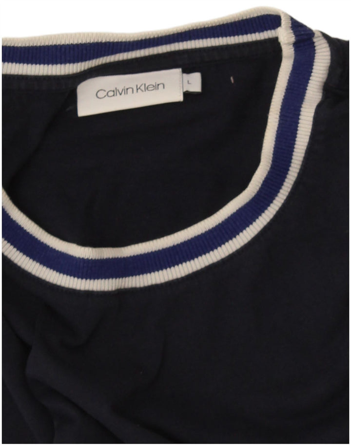 Calvin Klein Camiseta para hombre Top grande azul marino a rayas