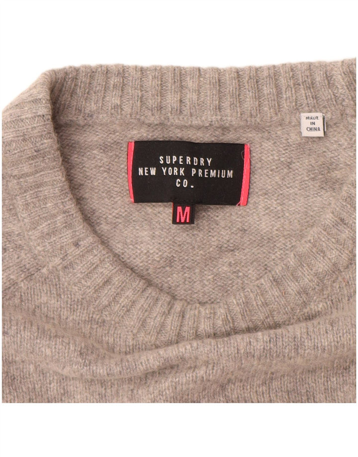 Superdry Jersey con cuello barco para mujer, talla 44, nailon gris medio
