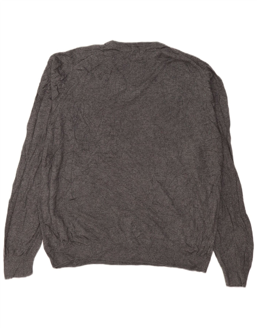 Marks & Spencer Jersey con cuello en V para hombre, talla grande, algodón gris