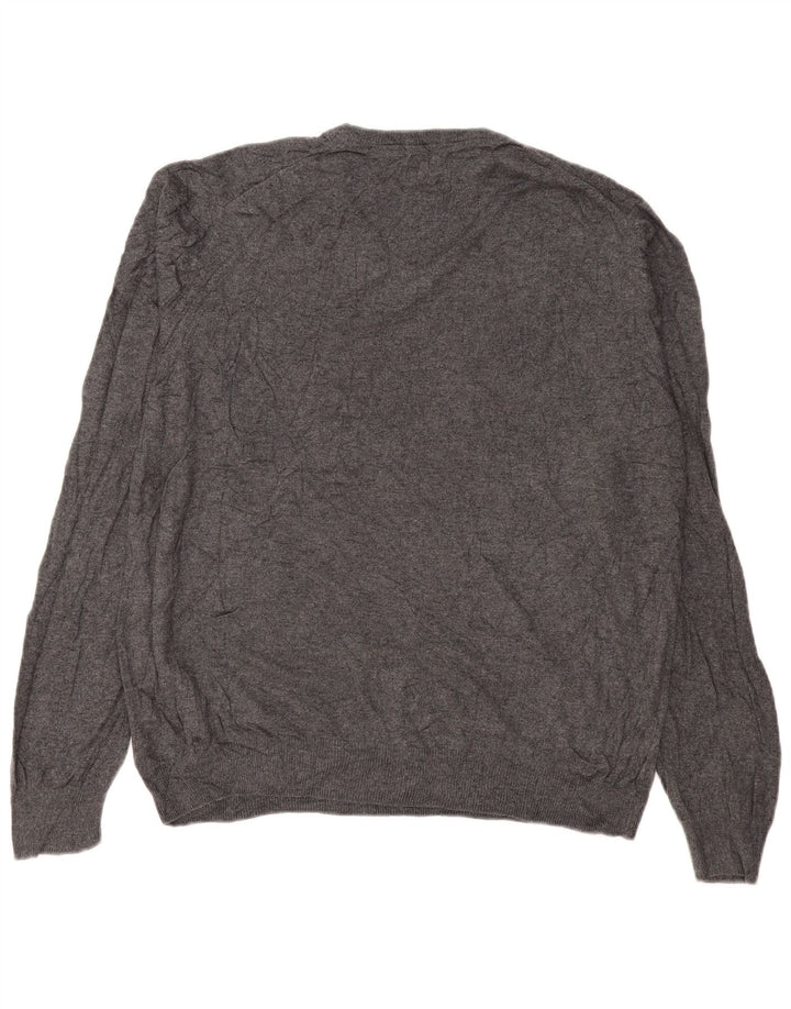 Marks & Spencer Jersey con cuello en V para hombre, talla grande, algodón gris
