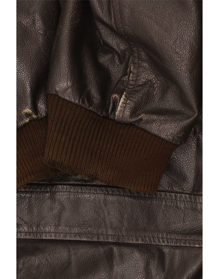 Chaqueta de cuero militar vintage para hombre IT 56 3XL Marrón