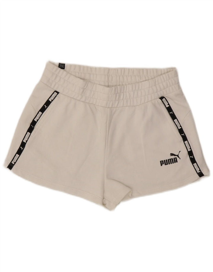 Puma Pantalones cortos deportivos gráficos para mujer UK 10 Small White