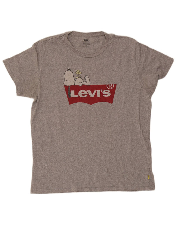 Levi's Camiseta gráfica Peanuts para hombre Top grande de algodón moteado gris