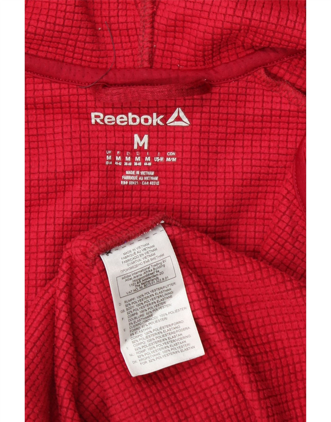 REEBOK Suéter con capucha y cremallera para mujer UK 12/14 Mediano Rojo Poliéster