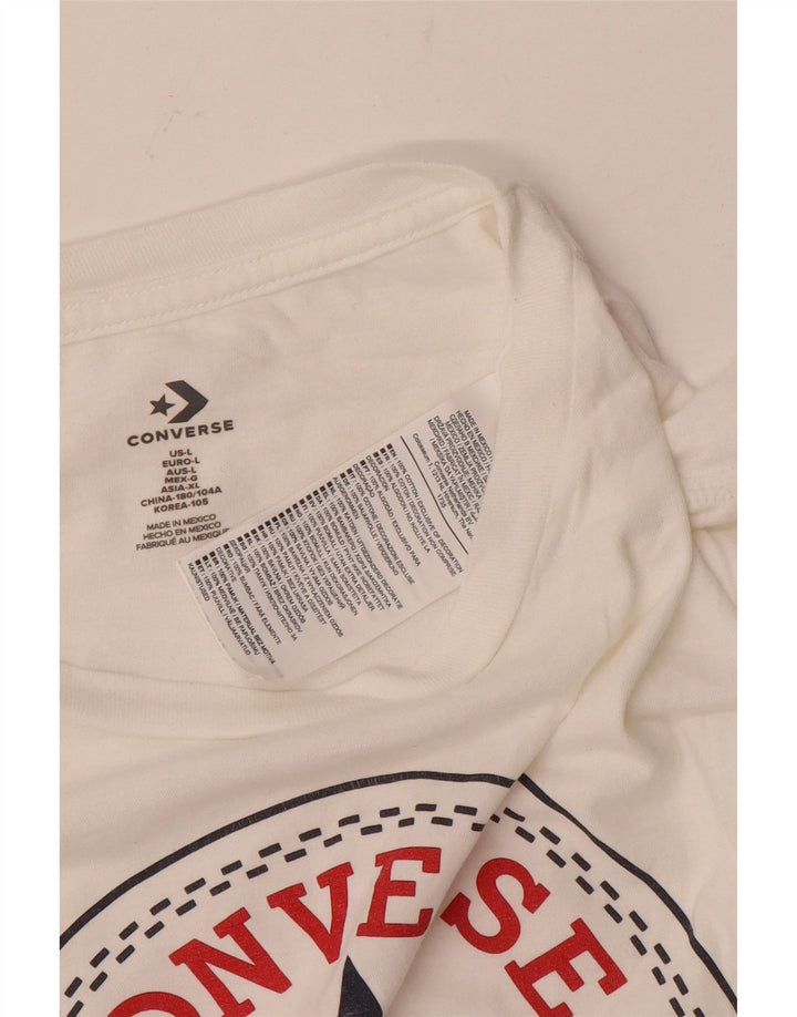 Converse - Camiseta gráfica para hombre, talla grande, algodón blanco