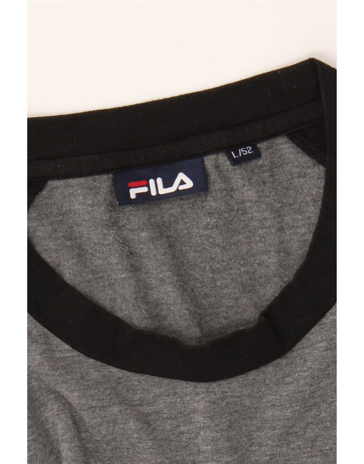 Fila Mens Graphic Top Manga Larga IT 52 Grande Gris