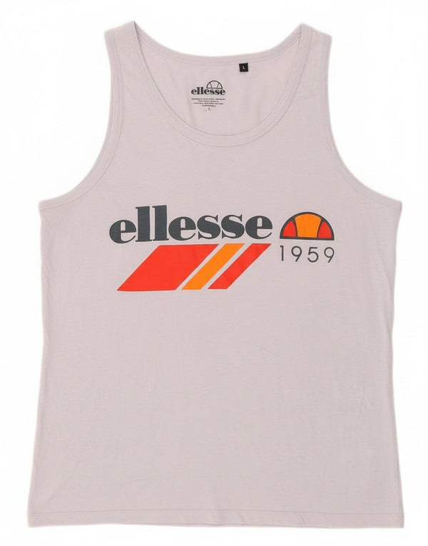 Ellesse Mujer Gráfico Chaleco Top UK 46 Grande Algodón Púrpura