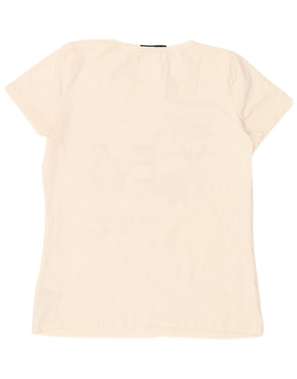 Liu Jo Mujer Camiseta Gráfica Top IT 44 Medium Off White Algodón