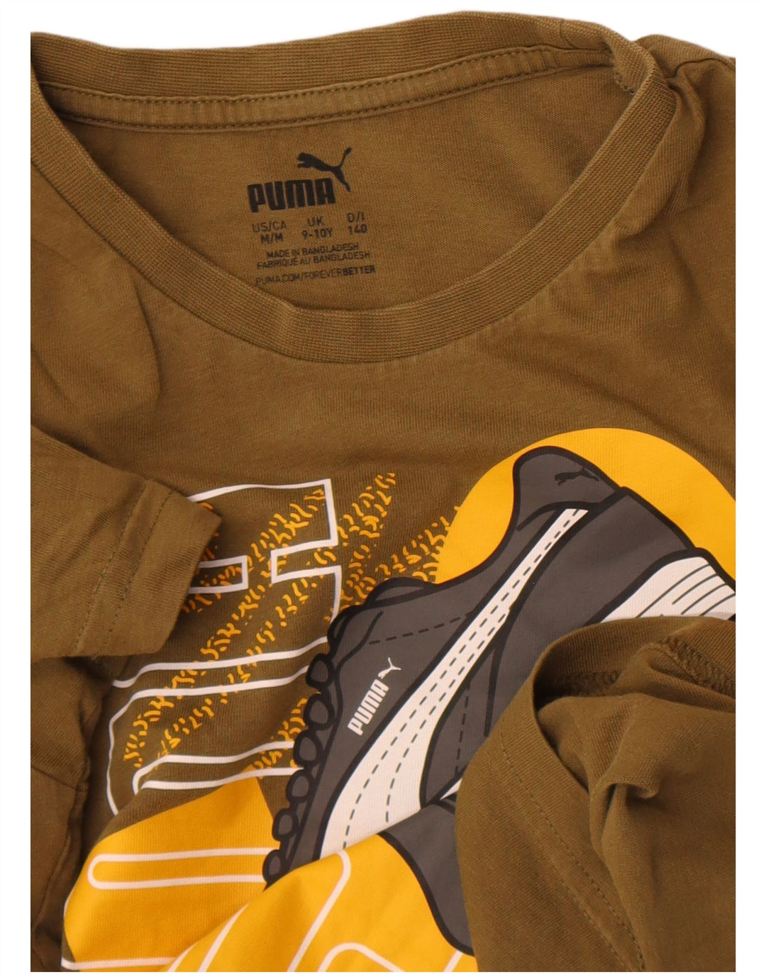 Puma Camiseta gráfica para niño Top 9-10 años Caqui