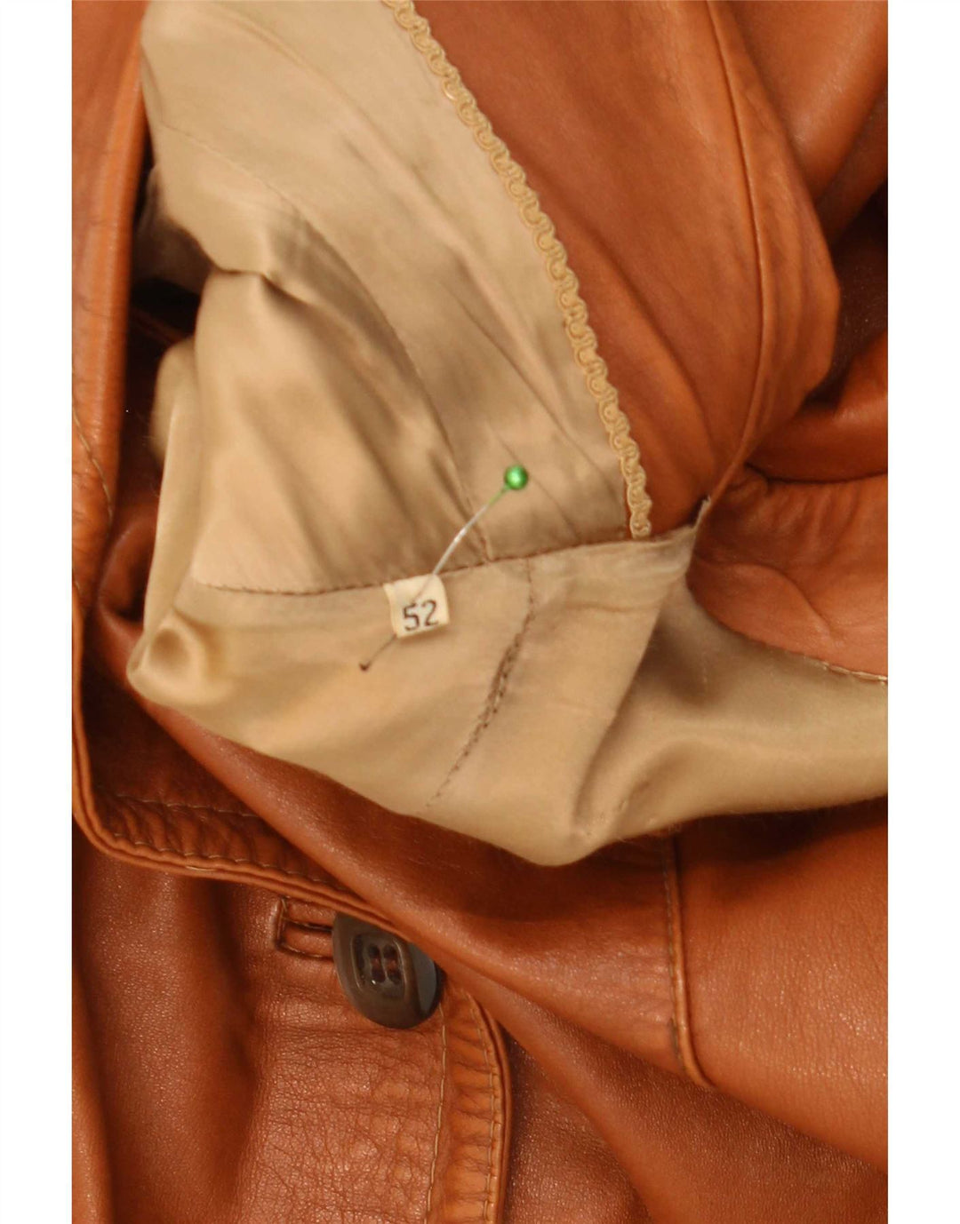 Abrigo de cuero vintage para mujer IT 52 2XL Marrón