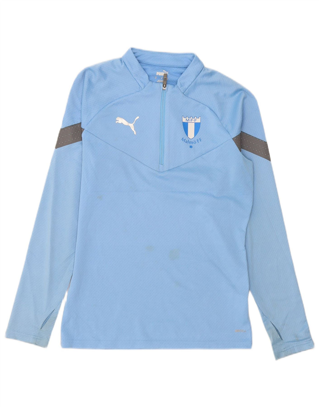 Puma Hombre Zip Neck Jersey Chándal Top Pequeño Azul Colorblock Poliéster