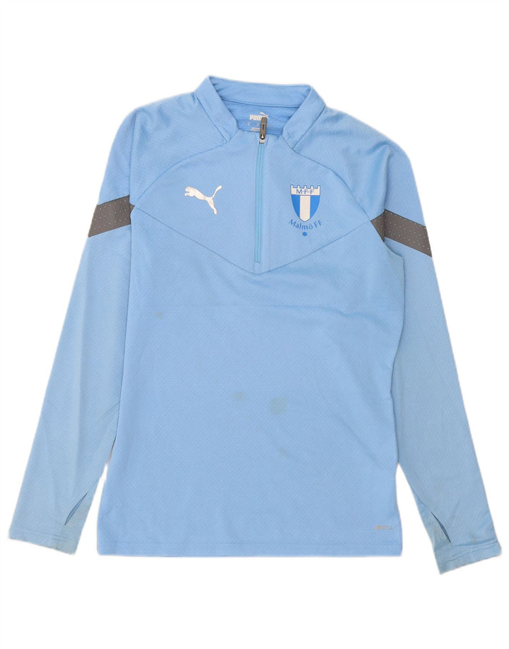 Puma Hombre Zip Neck Jersey Chándal Top Pequeño Azul Colorblock Poliéster