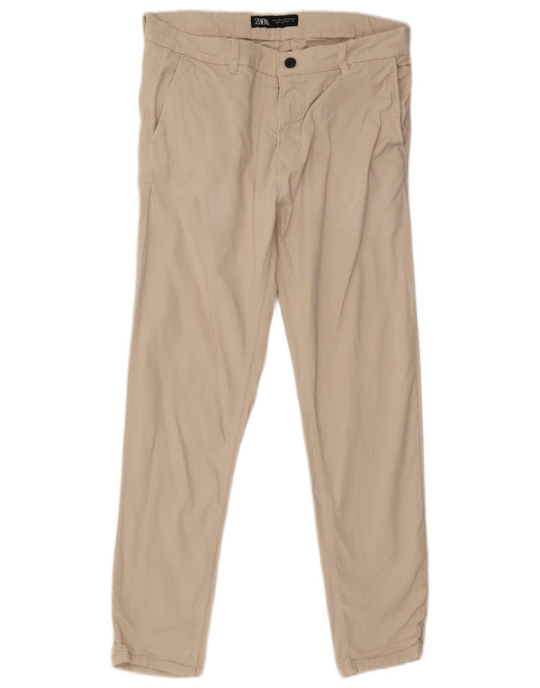 Zara Mens Slim Chino Pantalones EU 44 Large W34 L29 Beige