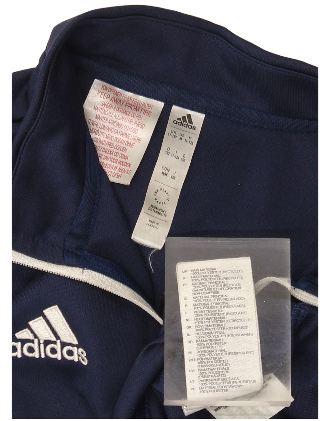 Adidas - Chándal Aeroready con cremallera y cuello para niños, 11-12 años, azul marino