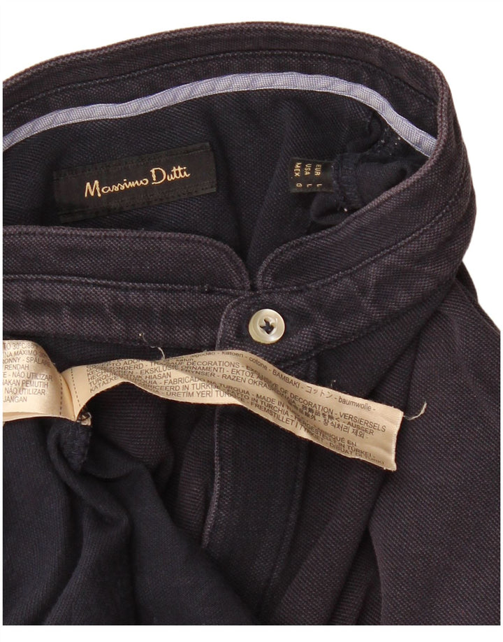MASSIMO DUTTI Polo Hombre Grande Azul Marino Algodón