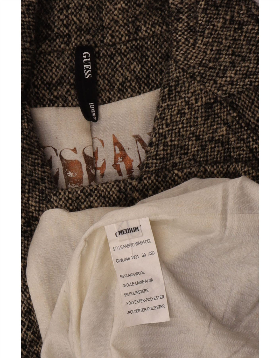 Guess Abrigo para mujer UK 12 Lana moteada gris medio