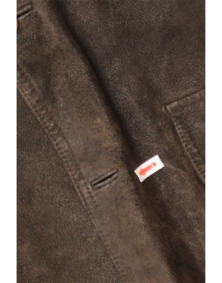 Vintage hombres 3 botones cuero Blazer chaqueta IT 52 XL marrón
