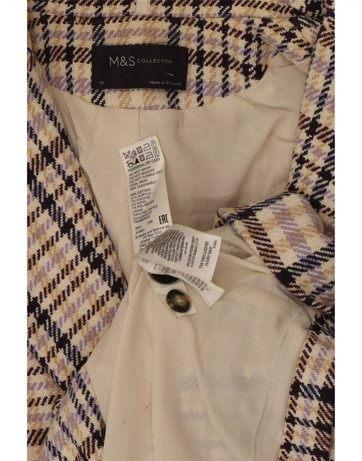 Marks & Spencer Chaqueta Blazer para Mujer UK 10 Small Multicolor Check