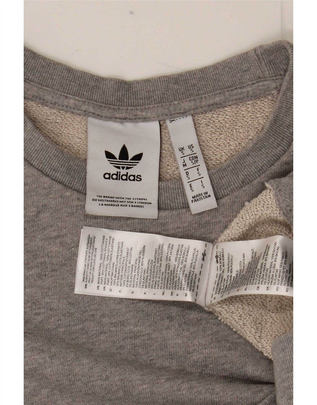 Adidas Hombre Sudadera Jumper Small Gris Algodón