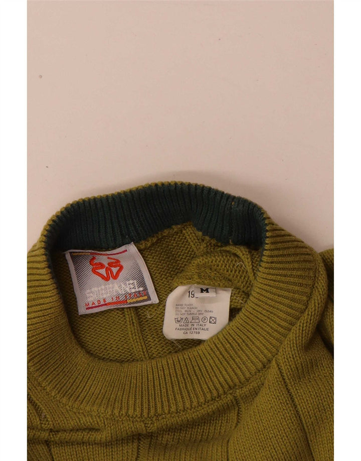 Stefanel Jersey De Cuello Redondo De Algodón Color Block Verde Medio Hombre