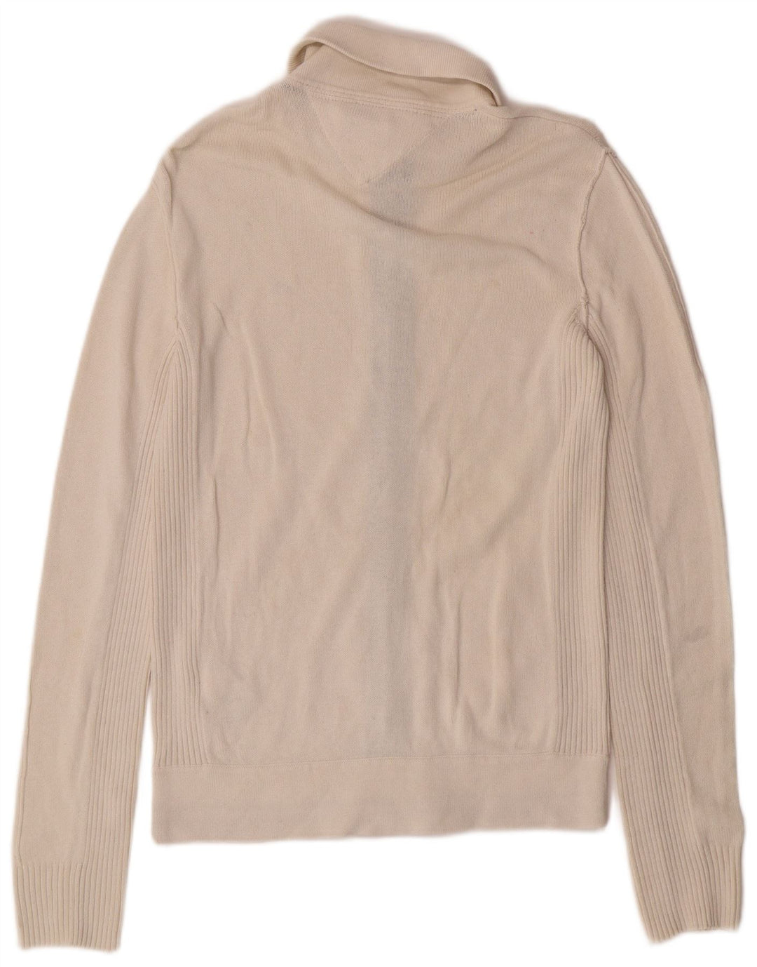 Tommy Hilfiger Suéter tipo cárdigan para hombre pequeño de algodón blanco roto