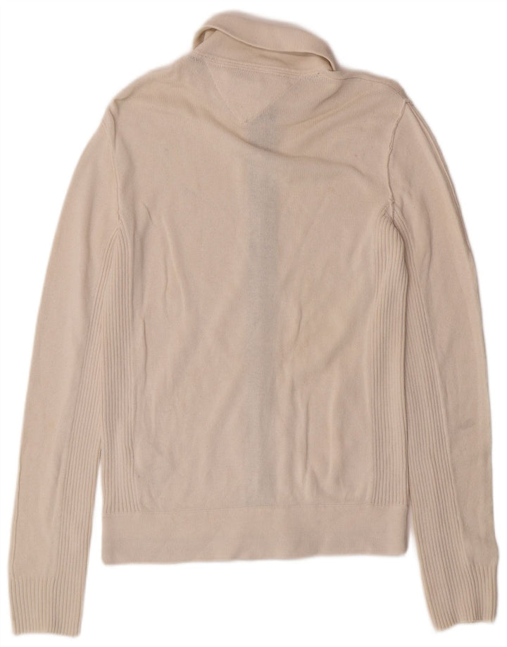 Tommy Hilfiger Suéter tipo cárdigan para hombre pequeño de algodón blanco roto