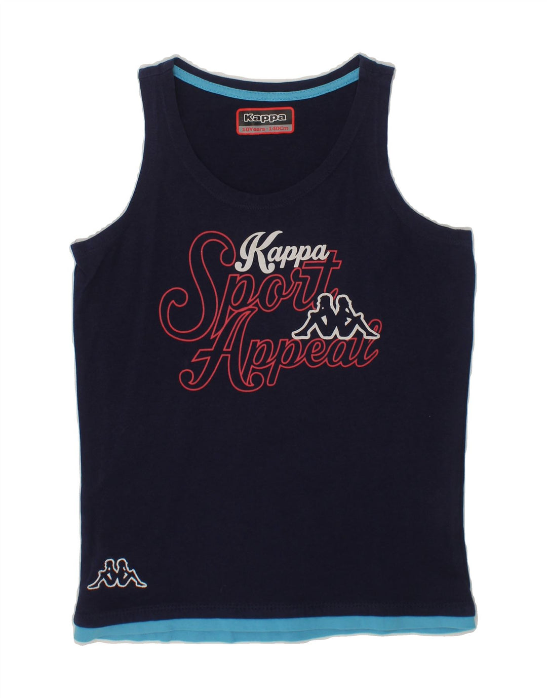 KAPPA Boys Graphic Vest Top 9-10 Years Navy Blue Cotton Vintage Kappa and Second-Hand Kappa from Messina Hembry 