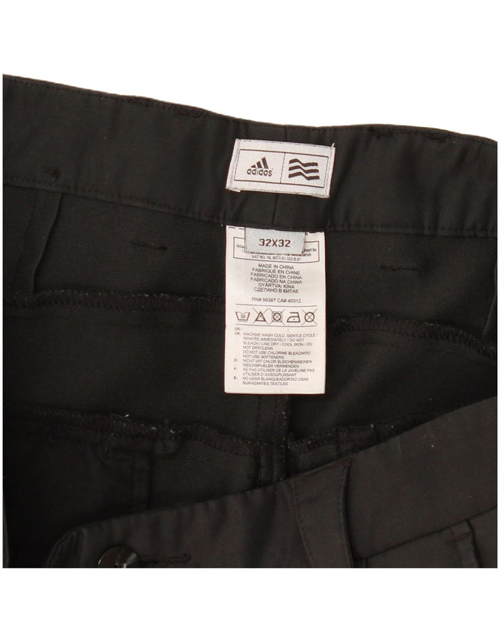 Adidas Pantalones Casuales Rectos Para Hombre W32 L32 Poliéster Negro