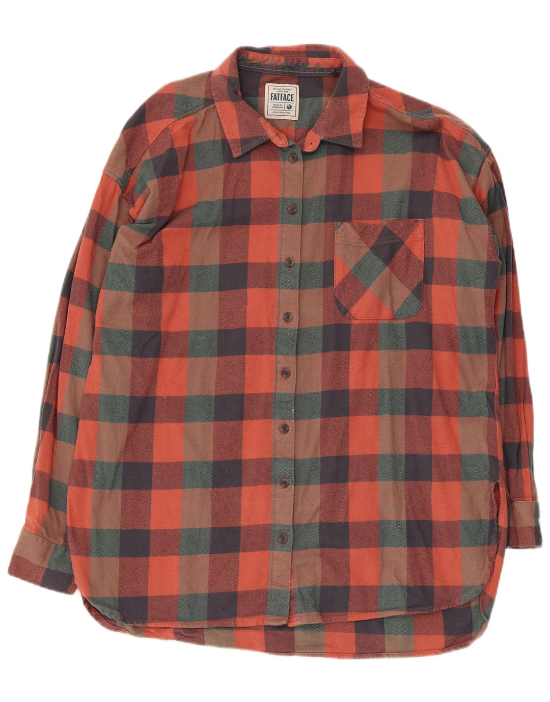 Camisa de franela para mujer Fat Face UK 40 Mediana Algodón a cuadros multicolor