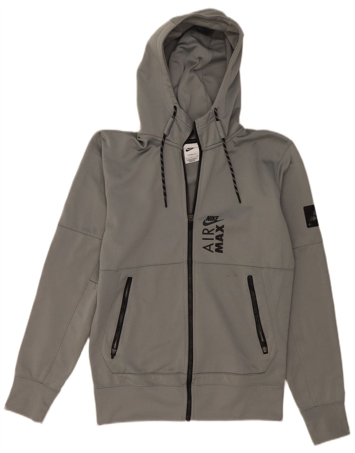 Nike Sudadera con capucha y cremallera gráfica para hombre, talla pequeña, poliéster gris