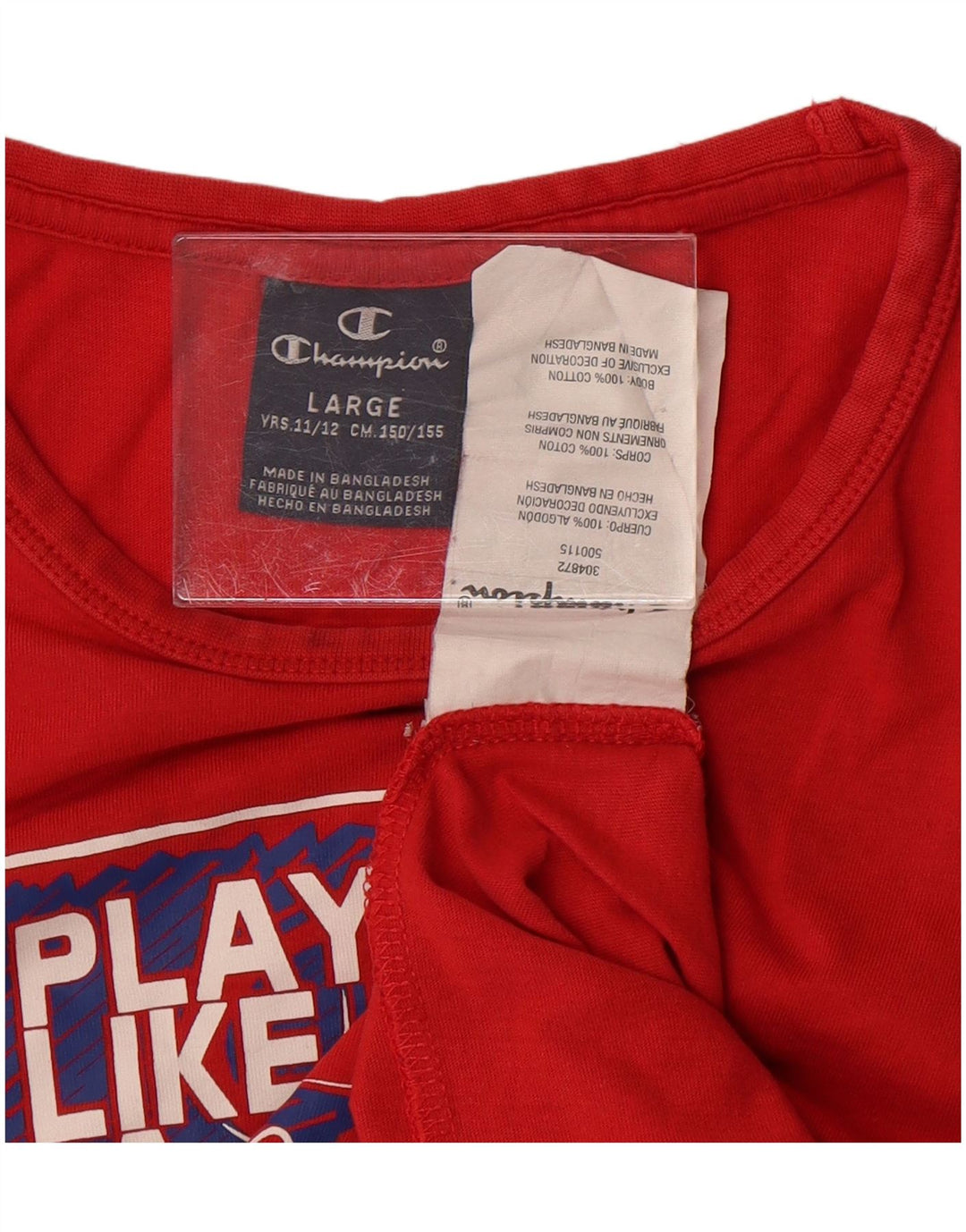 Champion Camiseta gráfica para niños 11-12 años Grande Algodón Rojo