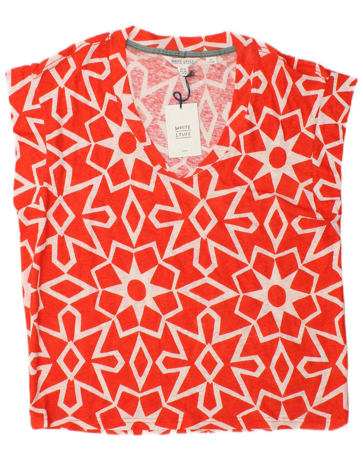 Blusa para mujer de White Stuff UK 40, lino geométrico rojo mediano