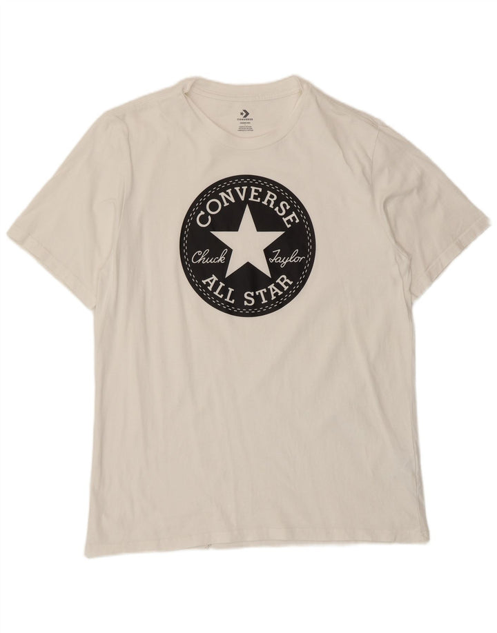 Converse - Camiseta gráfica para hombre, talla grande, algodón blanco