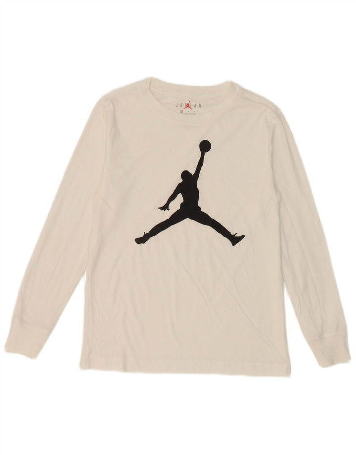 Jordan Boys Graphic Top manga larga 10-11 años mediano algodón blanco
