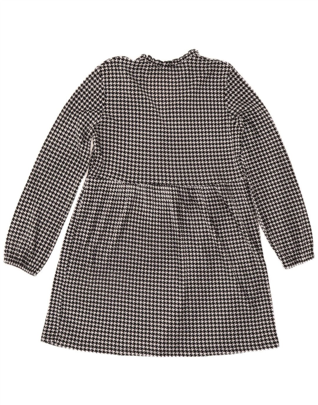 Zara Vestido Acampanado De Manga Larga Para Mujer UK 44 Medium Black Houndstooth
