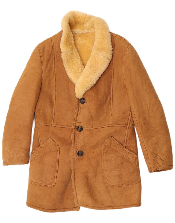 Vintage hombres shearling chaqueta IT 50 marrón grande