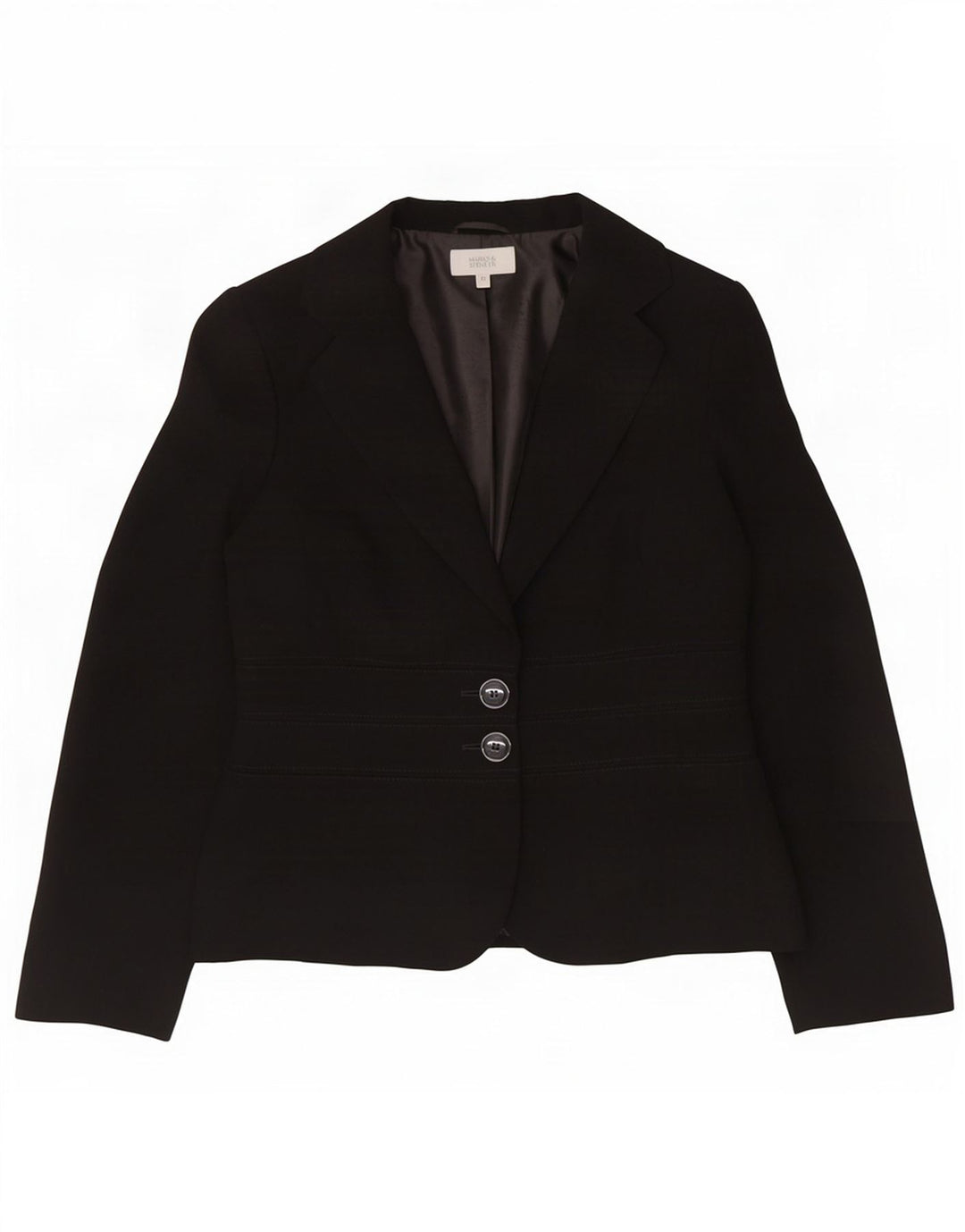 Marks & Spencer Chaqueta tipo blazer de 2 botones para mujer UK 42 Mediana Poliéster negro