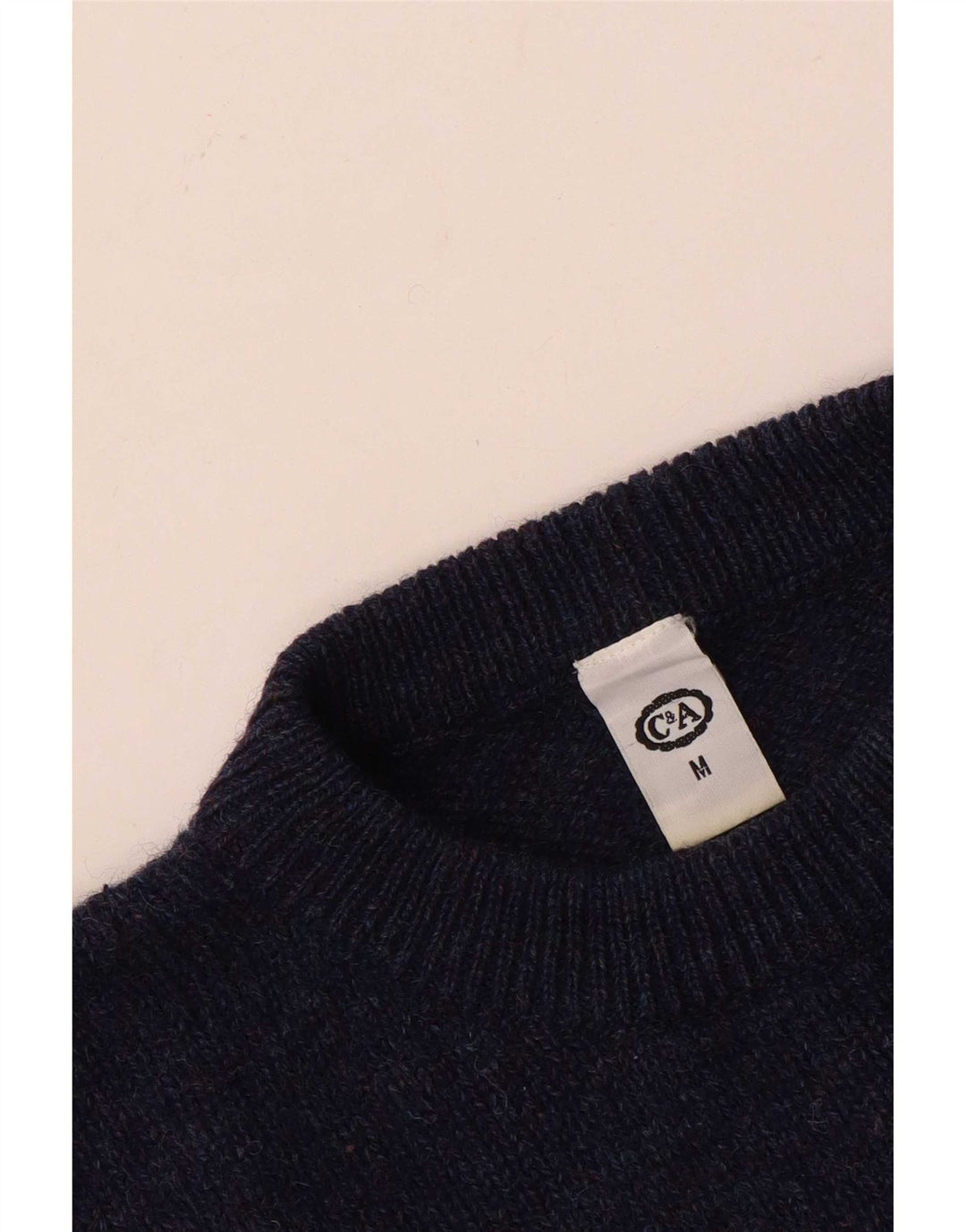 C&A Hombre Jersey De Cuello Redondo De Lana Azul Marino Medio