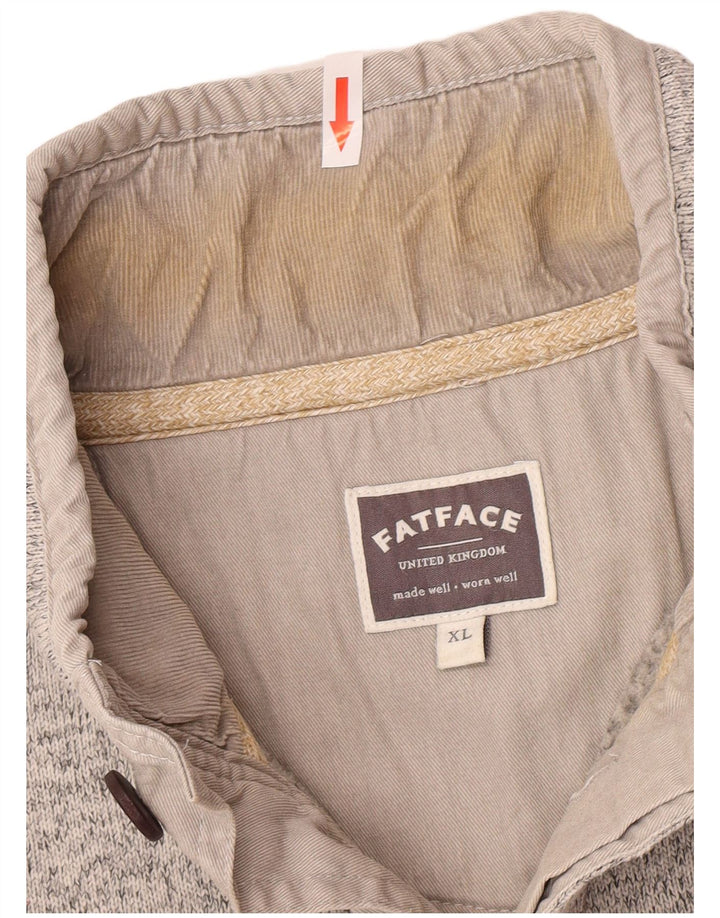 Sudadera con cuello abotonado para hombre Fat Face Jersey XL Poliéster moteado gris