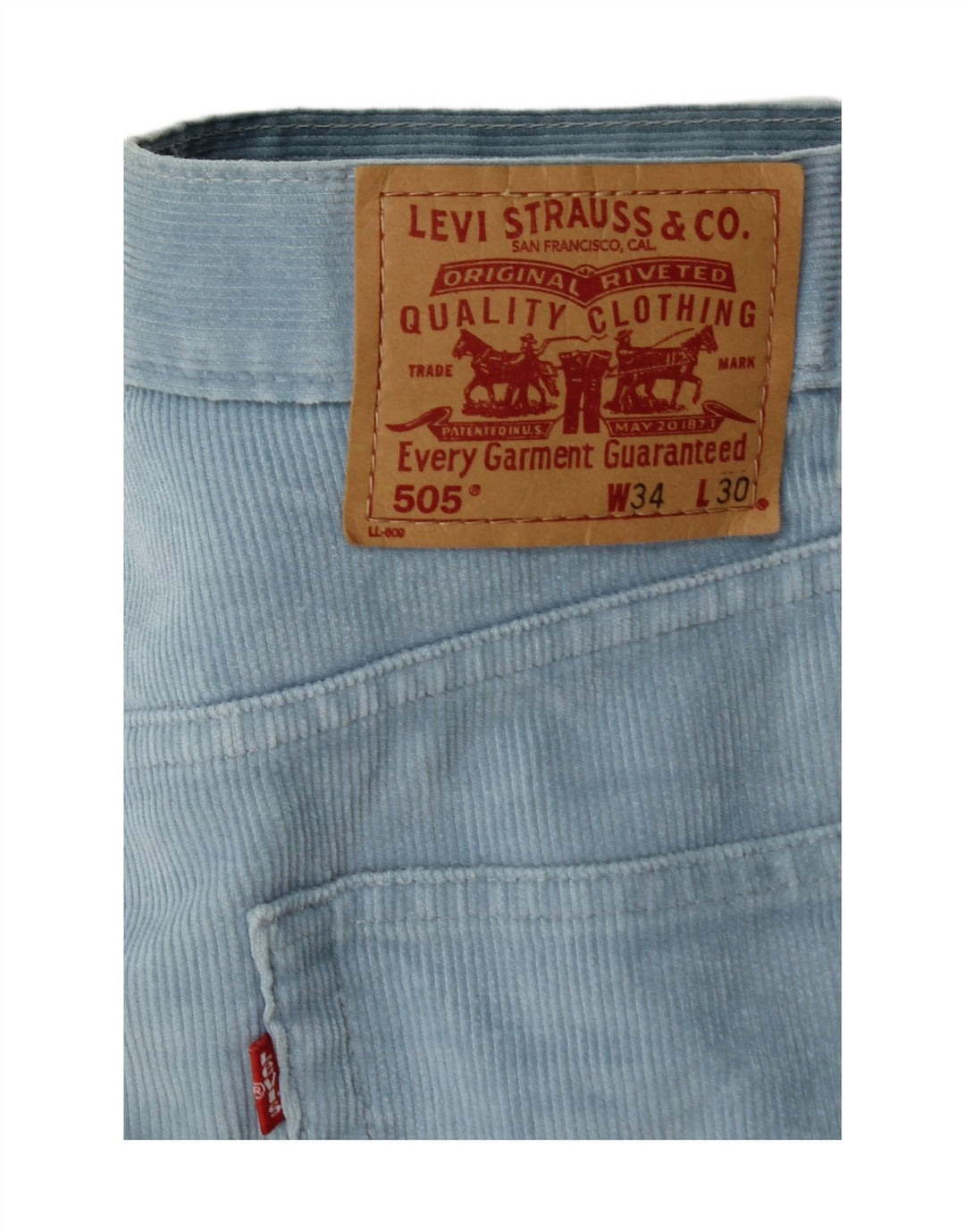 LEVI'S Pantalón recto de pana 505 para hombre W34 L30 Algodón azul