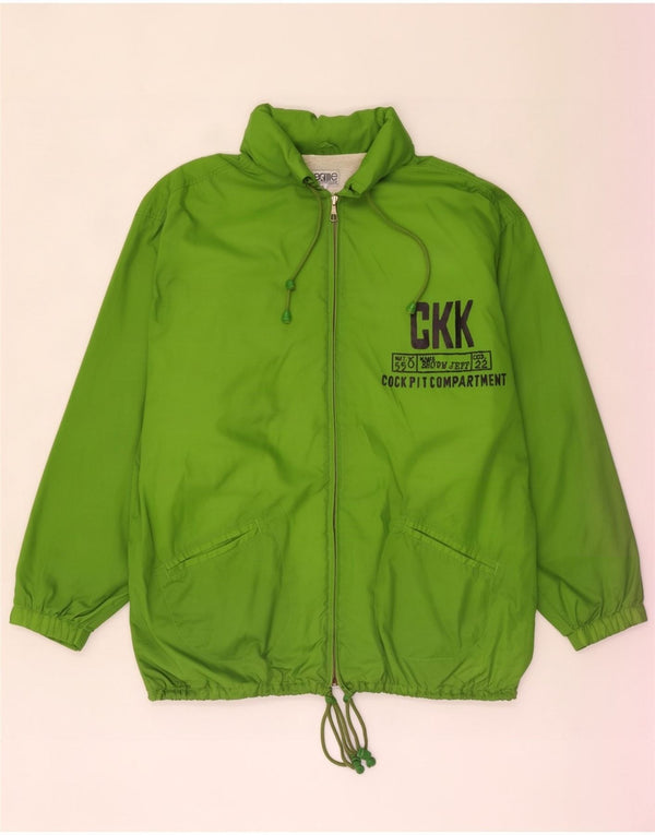 Chaqueta impermeable con capucha y estampado vintage para hombre Reino Unido 40 Nylon verde grande