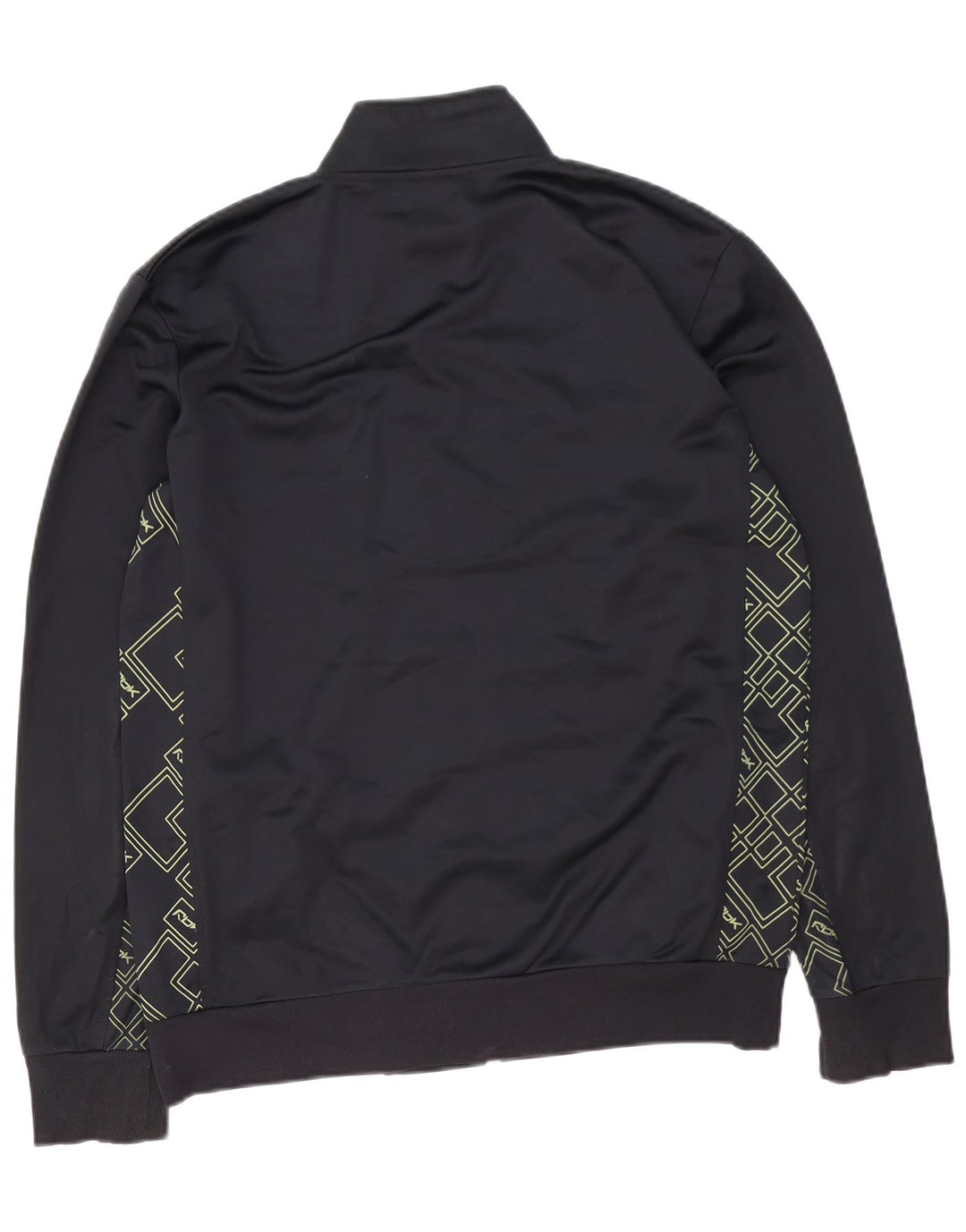 REEBOK Chaqueta superior de chándal con gráfico para hombre Poliéster geométrico negro mediano