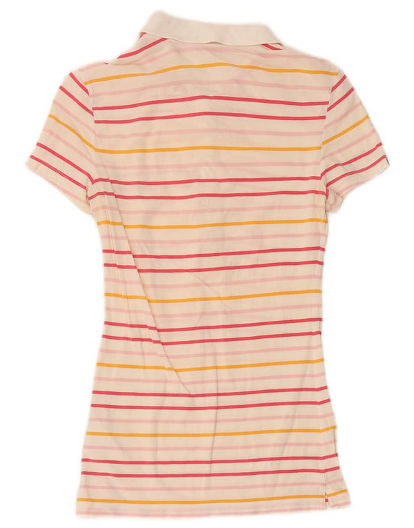 Nike Polo para mujer UK 4/6 XS Algodón a rayas blancas