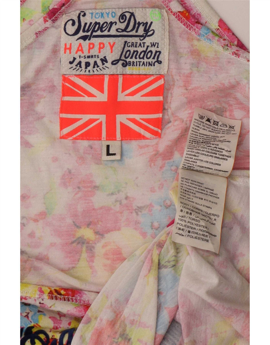 Superdry Top sin mangas gráfico para mujer UK 46 Poliéster floral multicolor grande
