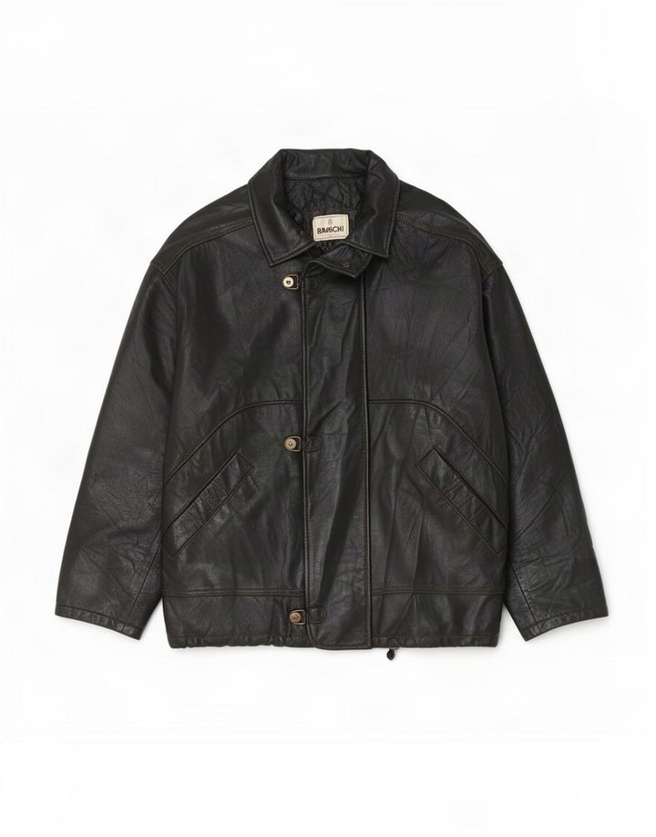 Braschi Chaqueta de cuero holgada para hombre UK 38 Marrón medio