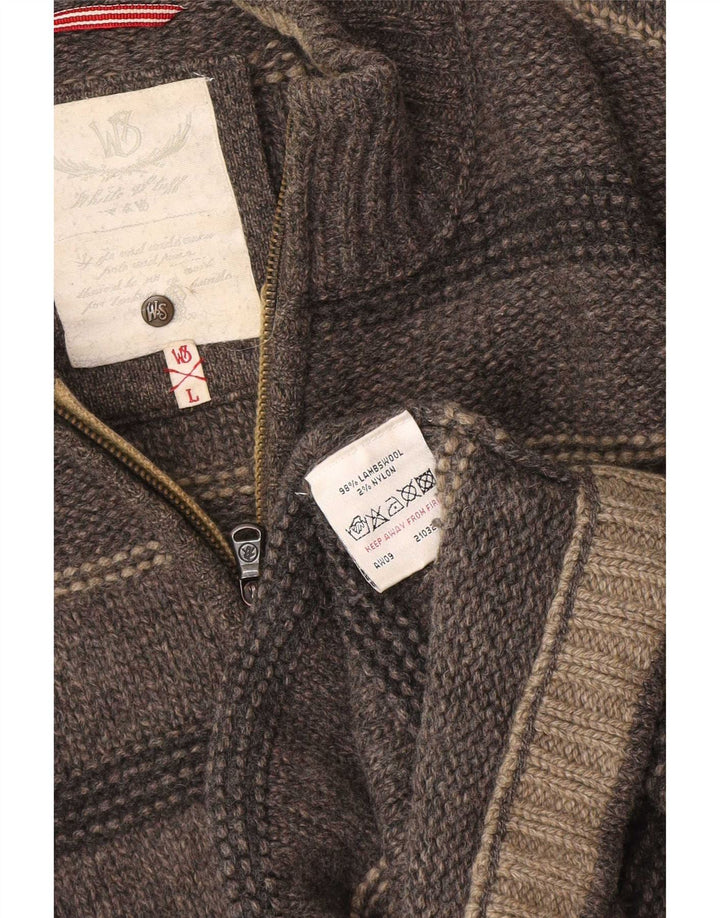 Jersey tipo jersey con cuello y cremallera para hombre de lana de cordero a rayas en gris grande de White Stuff